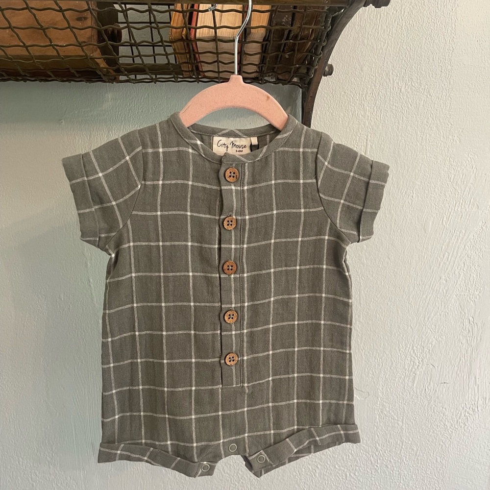 Gray Checkered Kids Bodysuit
